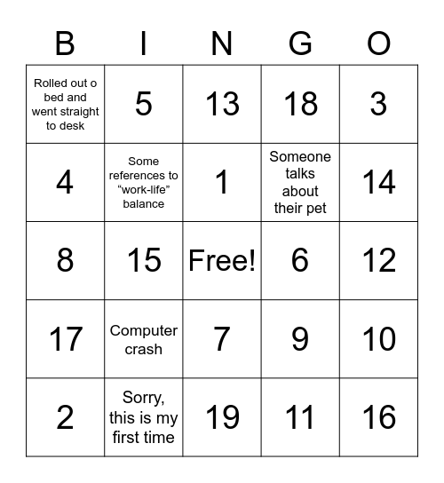 Test Bingo Card