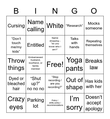 KAREN BINGO Card