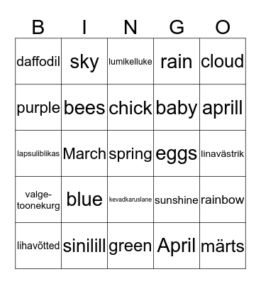 Spring bingo!! Bingo Card