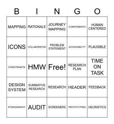UX Bingo Card