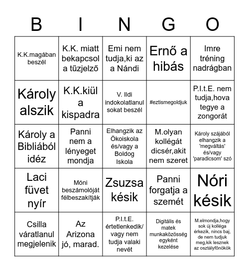 Évűző szuper (titkos)  bingó 🎉🥳 Bingo Card