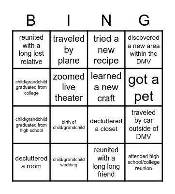 PANDEMIC Bingo Card