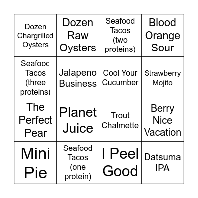 TACO TUESDAY! Bingo Card