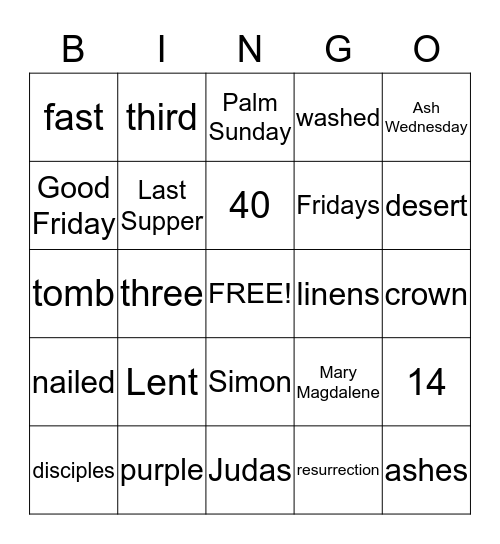 Lent Bingo Card