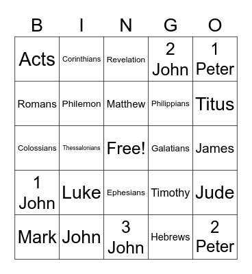 Books of Bible Bingo Card