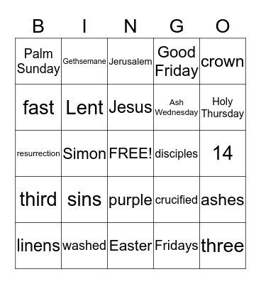 Lent Bingo Card