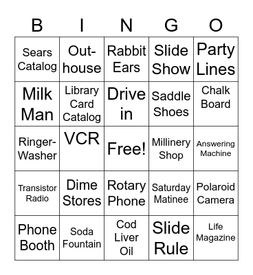 DO REMEMBER THESE? Bingo Card
