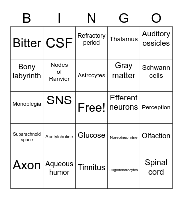 cardio bingo Card