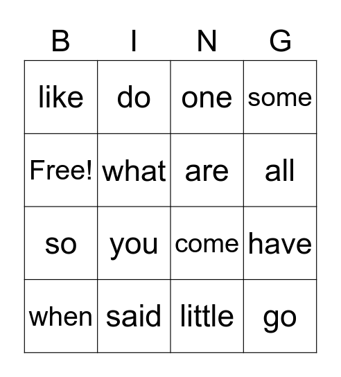 Phase 4 Tricky Words Bingo Card