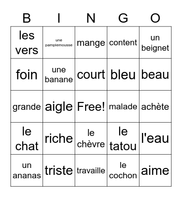 French 8 - Final Bingo Card