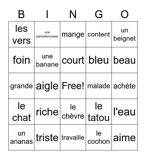 French 8 - Final Bingo Card
