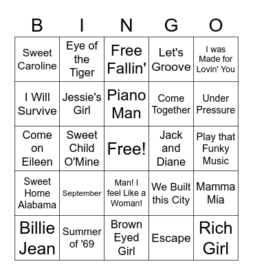 The Classics Bingo Card