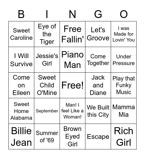 The Classics Bingo Card