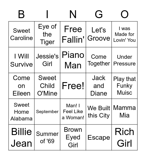 The Classics Bingo Card