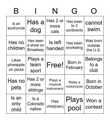 Special Financing Bingo Card