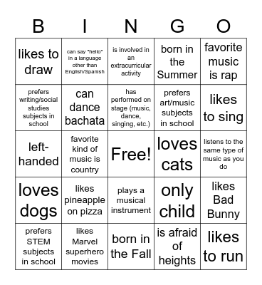 Diversity Bingo Card