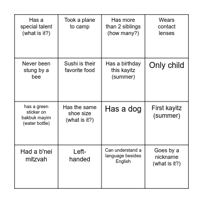Sollelim Icebreaker Bingo Card