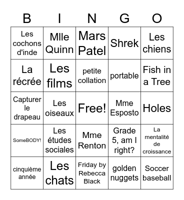 Mme Renton Bingo Card
