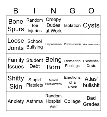 Bad Luck Bingo Card