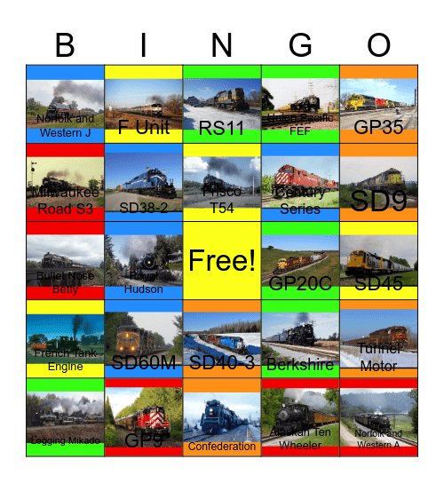 Midwestern and Canadian Railroads Bingo Card