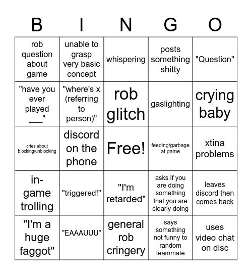 Idiot bingo Card