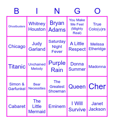 Sean's Movie/Pride BINGO Card