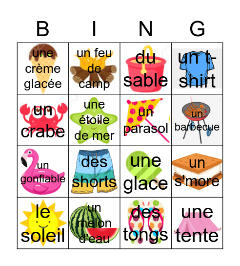 BINGO de l'été Bingo Card