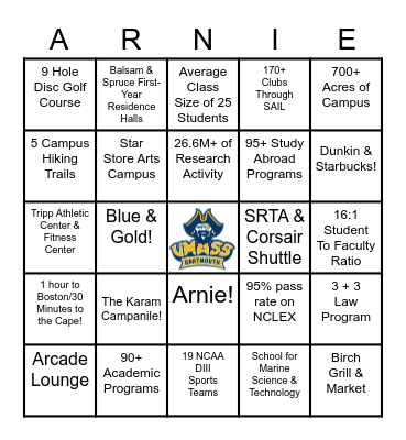 Umass Dartmouth Bingo! Bingo Card