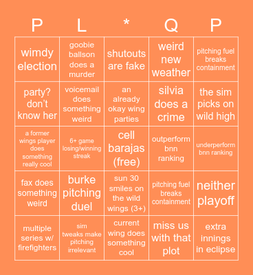 Wild Wings S22 Bingo Card