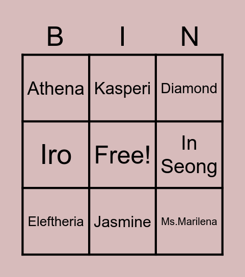 Class Bingo Card