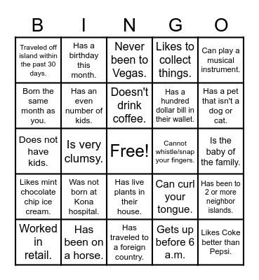 Baby Shower Bingo Card