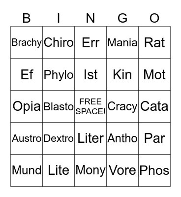 Stem Bingo Card