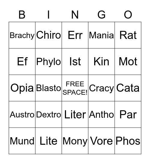 Stem Bingo Card