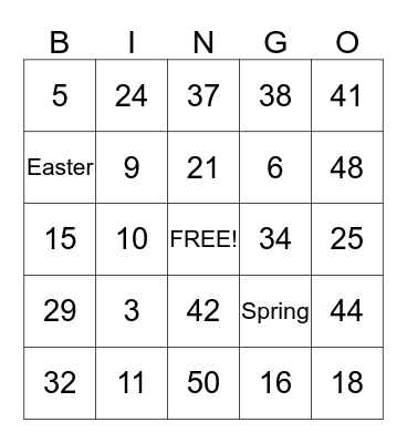 EASTER Bingo Card