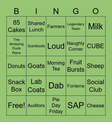 MilkTestNZ Bus Bingo Card