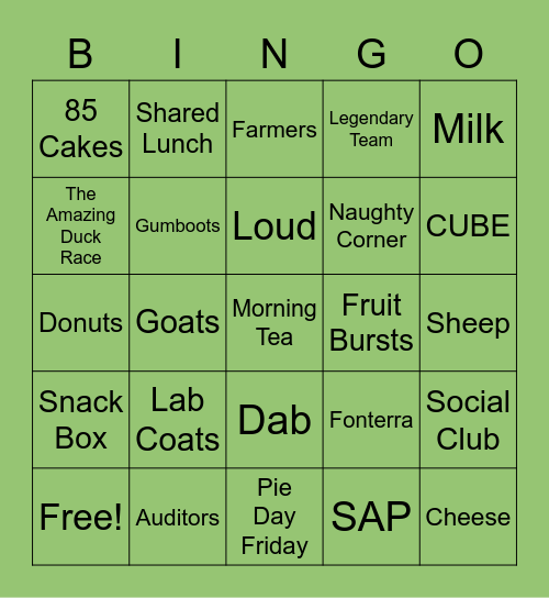 MilkTestNZ Bus Bingo Card