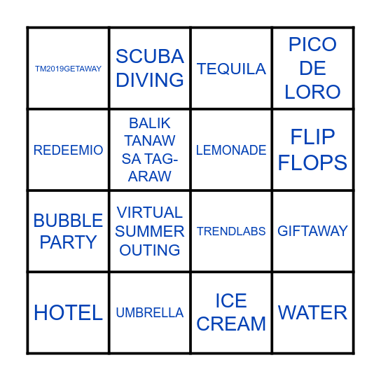 FUNTASTIC SUMMER OUTEAMS Bingo Card