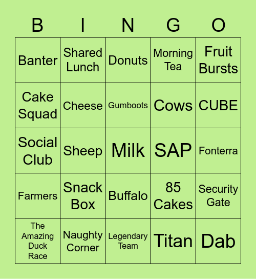 MilkTestNZ Bus Bingo Card