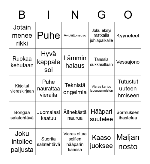 Hääbingo Card