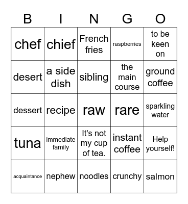 Intermediate - Vocab Revision (1-3) Bingo Card