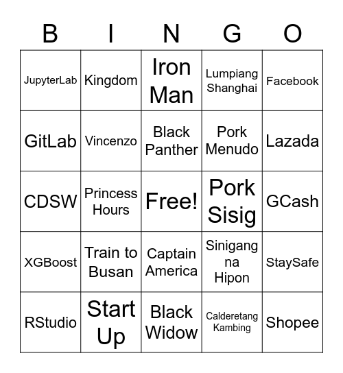 HANS Bingo Card