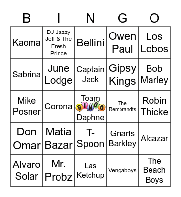 Zomerhits Bingo Card
