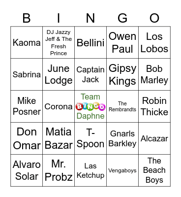 Zomerhits Bingo Card