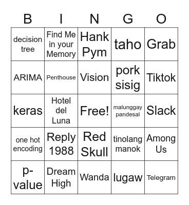 amoj Bingo Card