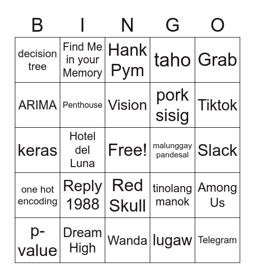 amoj Bingo Card