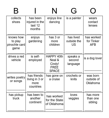 Ice Breaker Bingo 1 Bingo Card