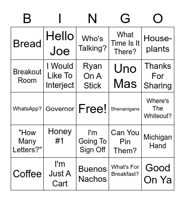 Early Morning Bing Bingo Card