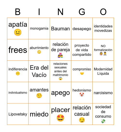 Posmodernidad Bingo Card