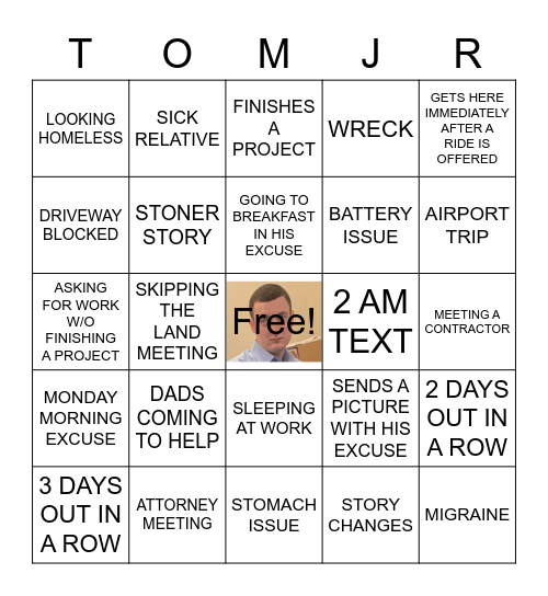 TOM THE CREATOR BING Bingo Card