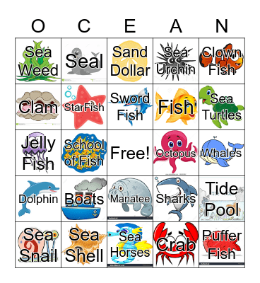 Ocean Bingo Card